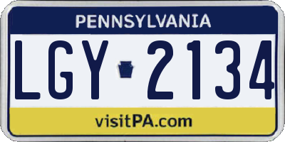 PA license plate LGY2134