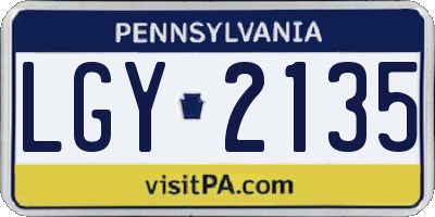 PA license plate LGY2135