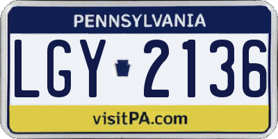 PA license plate LGY2136