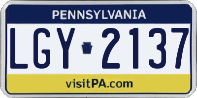 PA license plate LGY2137