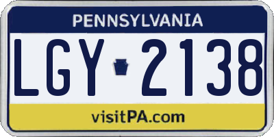 PA license plate LGY2138