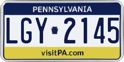 PA license plate LGY2145