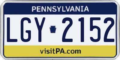 PA license plate LGY2152