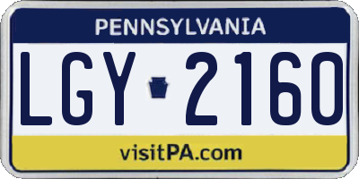 PA license plate LGY2160