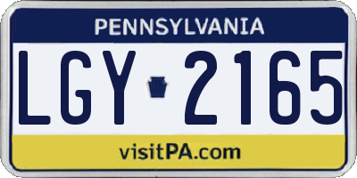 PA license plate LGY2165