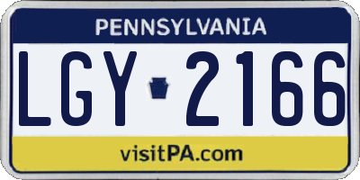PA license plate LGY2166