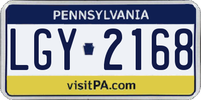 PA license plate LGY2168