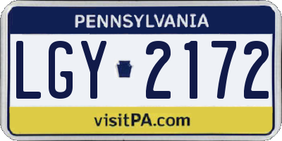PA license plate LGY2172