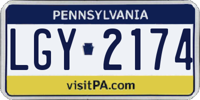 PA license plate LGY2174