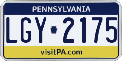 PA license plate LGY2175