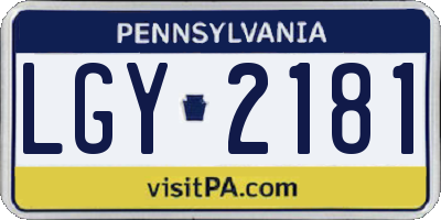 PA license plate LGY2181