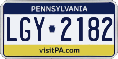 PA license plate LGY2182