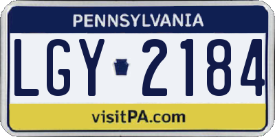 PA license plate LGY2184