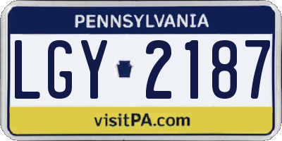 PA license plate LGY2187
