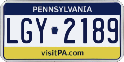 PA license plate LGY2189