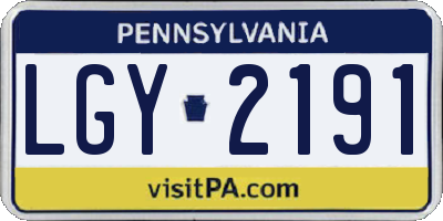 PA license plate LGY2191