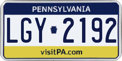 PA license plate LGY2192