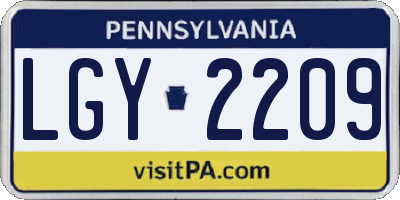 PA license plate LGY2209