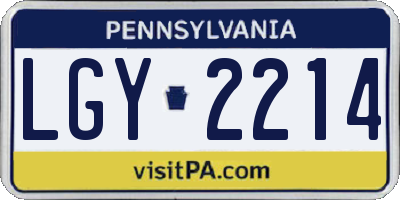PA license plate LGY2214