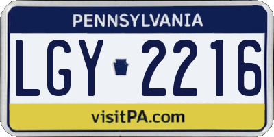 PA license plate LGY2216