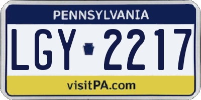 PA license plate LGY2217