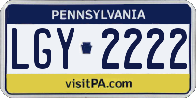 PA license plate LGY2222