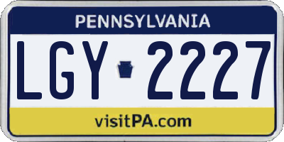 PA license plate LGY2227