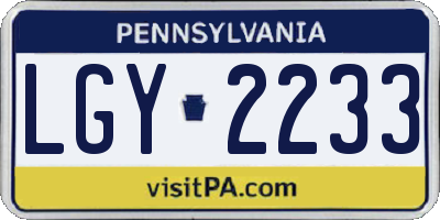PA license plate LGY2233