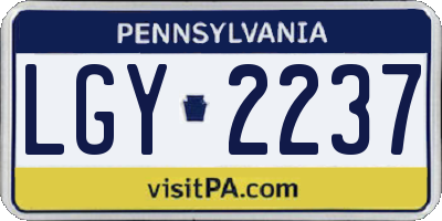 PA license plate LGY2237