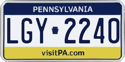 PA license plate LGY2240