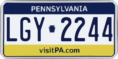PA license plate LGY2244