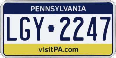 PA license plate LGY2247