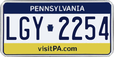 PA license plate LGY2254