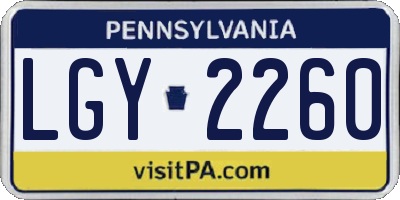 PA license plate LGY2260