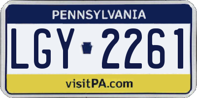 PA license plate LGY2261