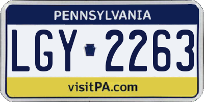 PA license plate LGY2263