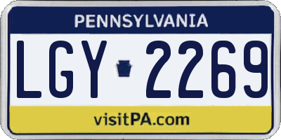 PA license plate LGY2269
