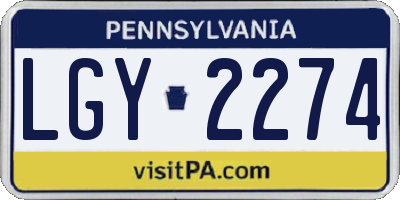 PA license plate LGY2274