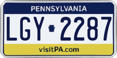 PA license plate LGY2287