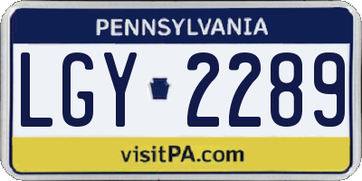 PA license plate LGY2289