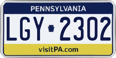 PA license plate LGY2302
