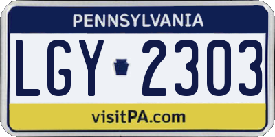 PA license plate LGY2303