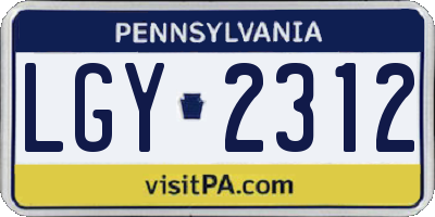PA license plate LGY2312