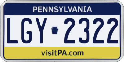 PA license plate LGY2322