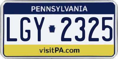 PA license plate LGY2325