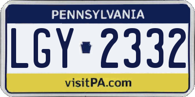 PA license plate LGY2332