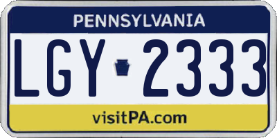 PA license plate LGY2333
