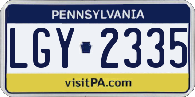 PA license plate LGY2335