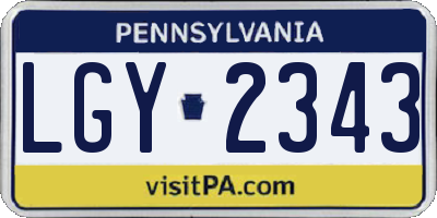 PA license plate LGY2343