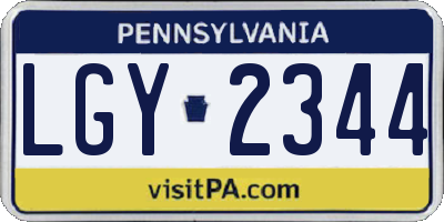 PA license plate LGY2344